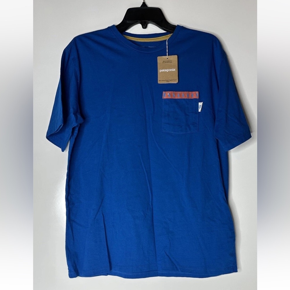 Patagonia Men's Endless Blue Water People Organic Pocket T-Shirt Size Medium NWT
